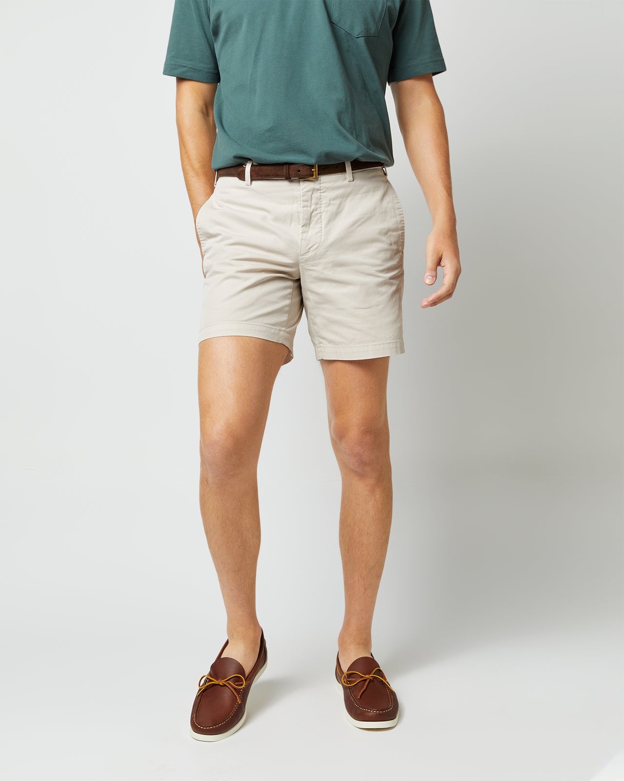 Garment-Dyed Short in Stone AP Twill