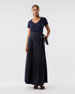 Load image into Gallery viewer, Short-Sleeved Deep-V Tee in Navy Pima Cotton
