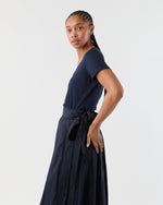 Load image into Gallery viewer, Short-Sleeved Deep-V Tee in Navy Pima Cotton
