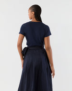 Load image into Gallery viewer, Short-Sleeved Deep-V Tee in Navy Pima Cotton
