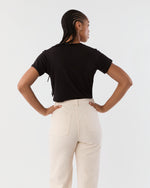 Load image into Gallery viewer, Short-Sleeved Deep-V Tee in Black Pima Cotton
