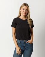 Load image into Gallery viewer, Short-Sleeved Relaxed Tee in Black Pima Cotton
