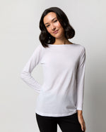 Load image into Gallery viewer, Long-Sleeved Boatneck Tee in White Pima Cotton
