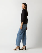 Load image into Gallery viewer, Long-Sleeved Boatneck Tee in Black Pima Cotton
