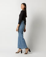 Load image into Gallery viewer, Long-Sleeved Boatneck Tee in Black Pima Cotton
