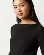 Load image into Gallery viewer, Long-Sleeved Boatneck Tee in Black Pima Cotton
