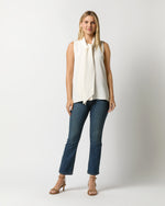 Load image into Gallery viewer, Sleeveless Tie-Neck Blouse in Ivory Silk Crepe de Chine
