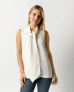 Load image into Gallery viewer, Sleeveless Tie-Neck Blouse in Ivory Silk Crepe de Chine
