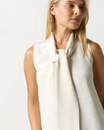 Load image into Gallery viewer, Sleeveless Tie-Neck Blouse in Ivory Silk Crepe de Chine
