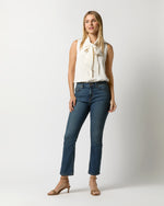 Load image into Gallery viewer, Sleeveless Tie-Neck Blouse in Ivory Silk Crepe de Chine
