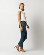 Load image into Gallery viewer, Sleeveless Tie-Neck Blouse in Ivory Silk Crepe de Chine
