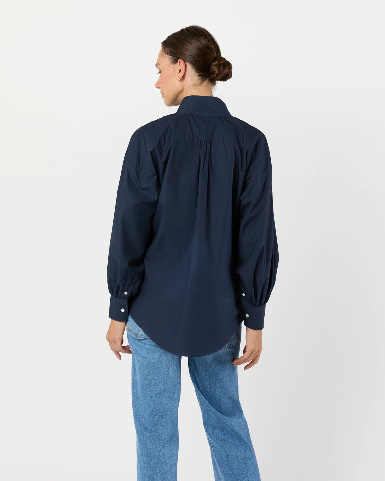 Anaya Popover Shirt in Navy Poplin
