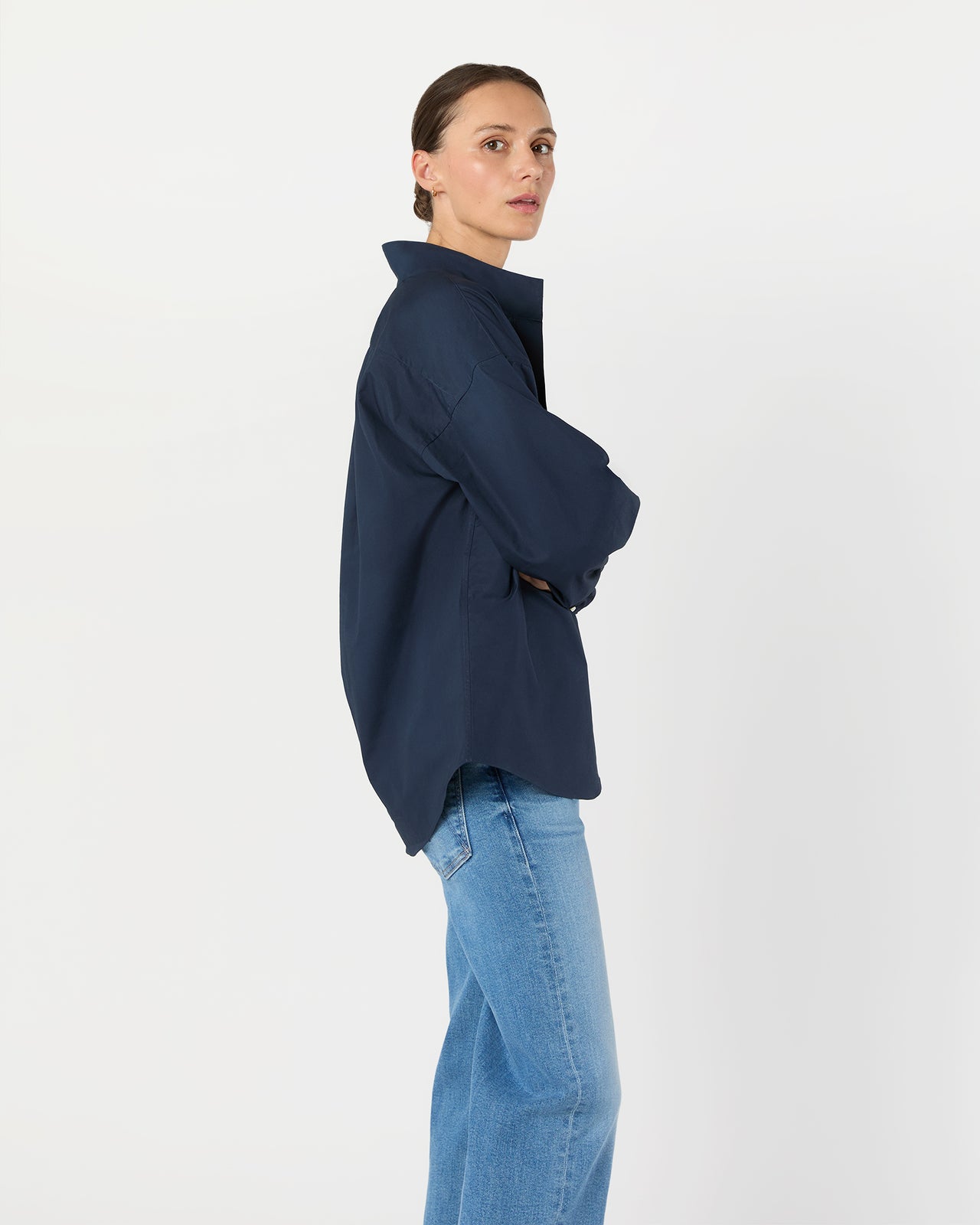 Anaya Popover Shirt in Navy Poplin