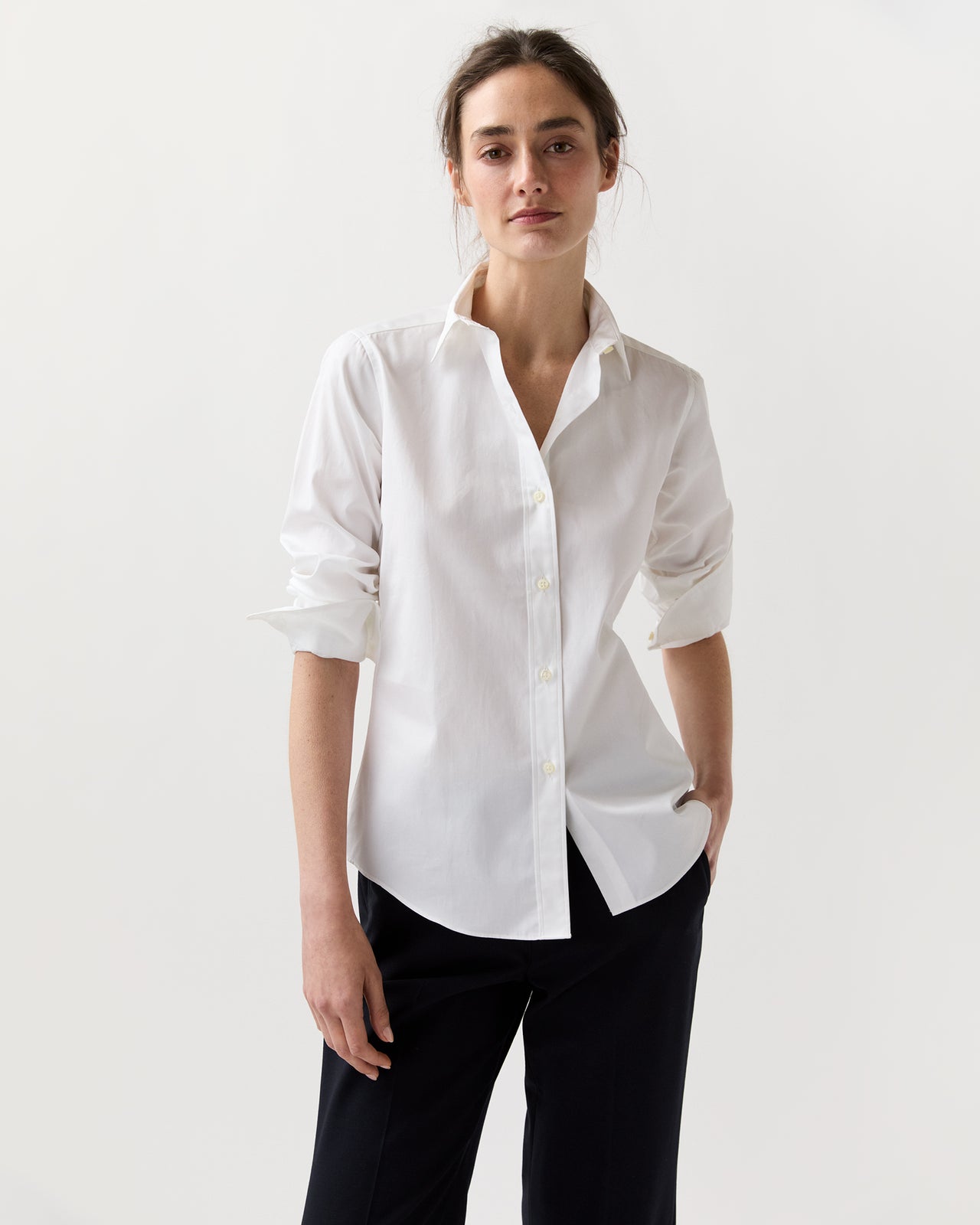 Icon Shirt in White Poplin