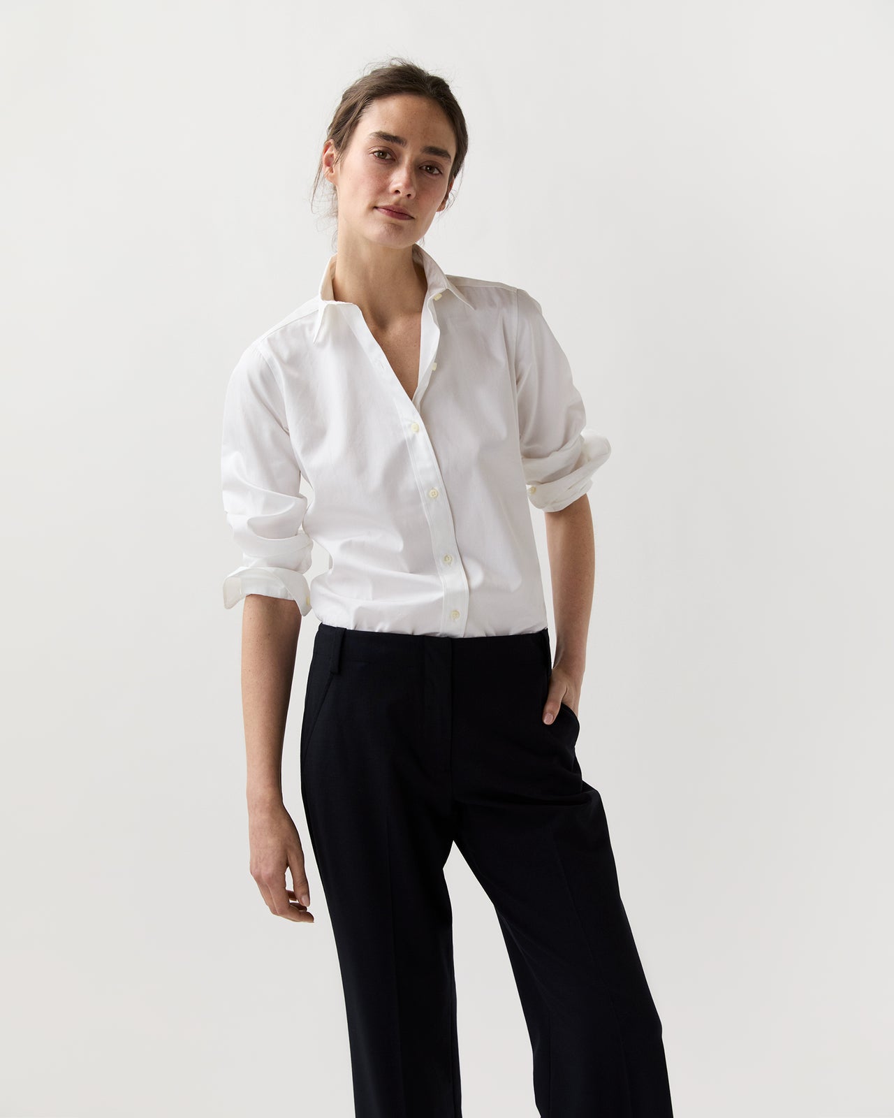 Icon Shirt in White Poplin