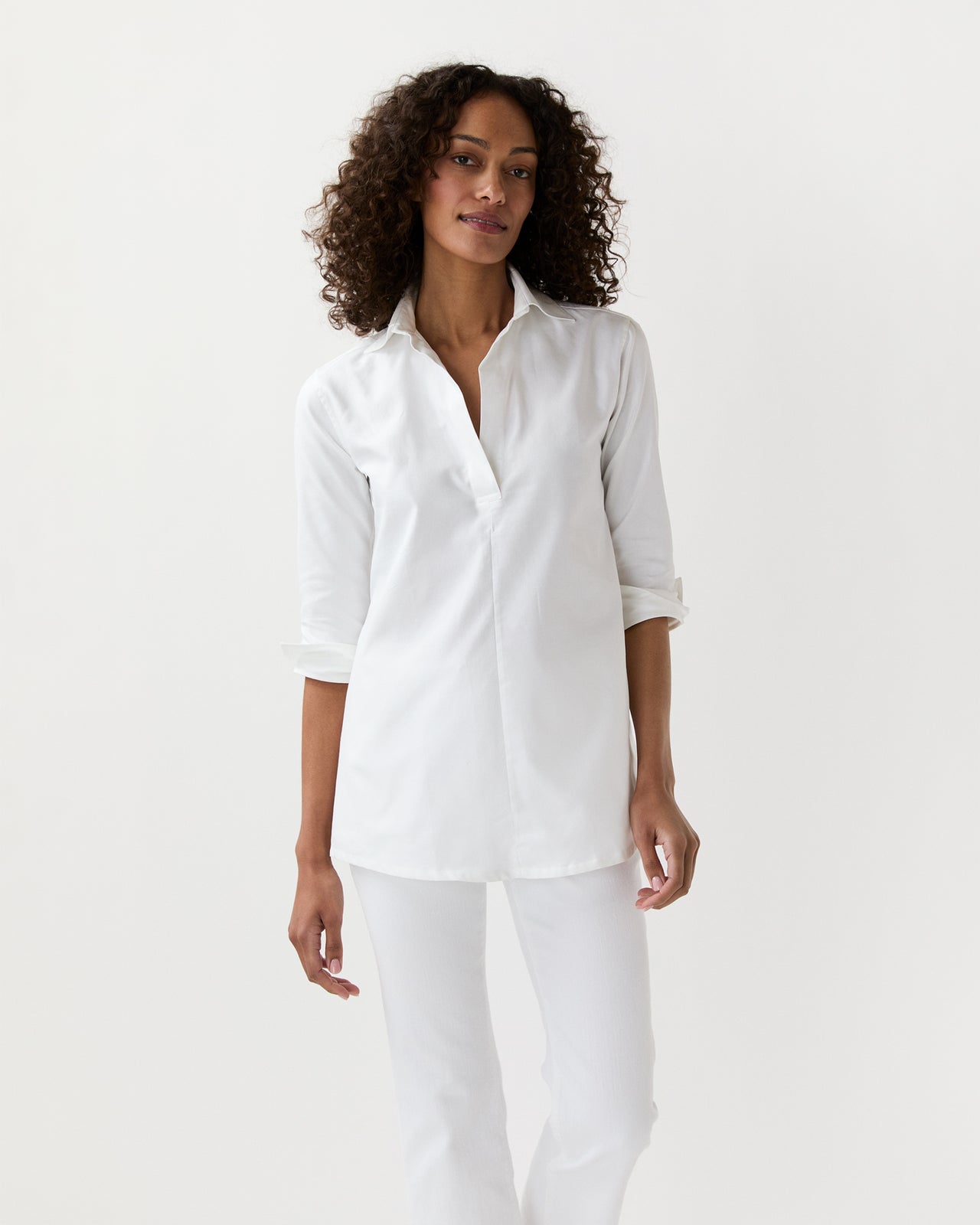 Designer Tunic in White Roxford