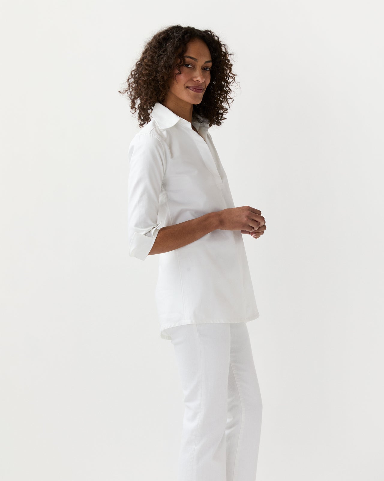 Designer Tunic in White Roxford
