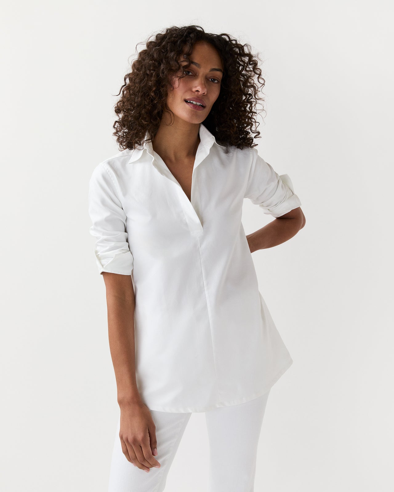 Designer Tunic in White Roxford