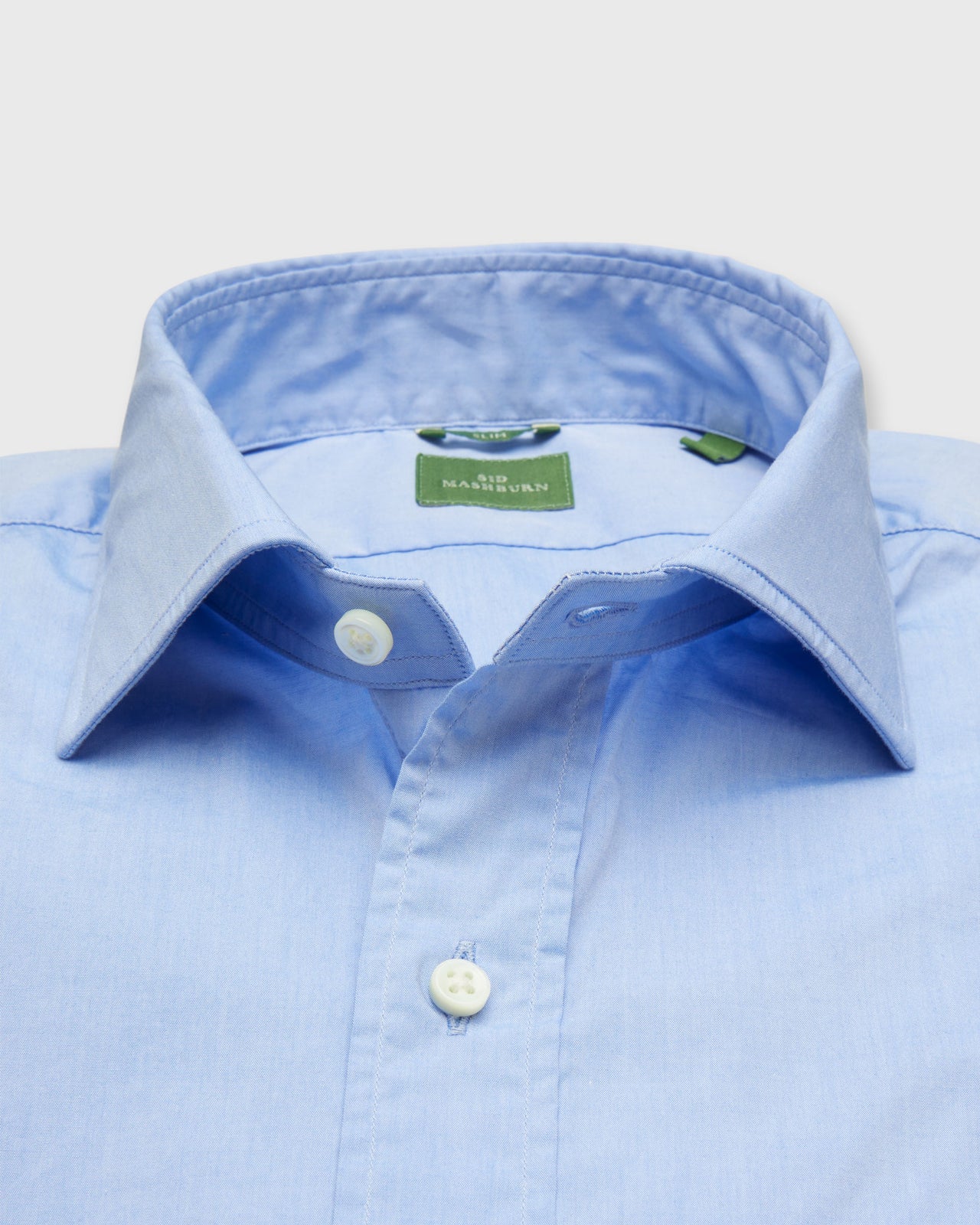 Slim-Fit Spread Collar Sport Shirt in Light Blue Chambray