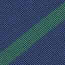 Irish Poplin Tie in Navy/Green Bar Stripe
