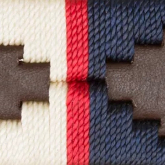 1 1/8" Polo Belt in Bone/Navy/Green/Red Chocolate Leather