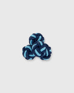 Load image into Gallery viewer, Small Silk Knot Cufflinks in Dark Blue/Light Blue
