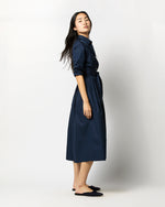 Load image into Gallery viewer, Classic Shirtwaist Dress in Navy Poplin
