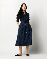 Load image into Gallery viewer, Classic Shirtwaist Dress in Navy Poplin
