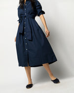 Load image into Gallery viewer, Classic Shirtwaist Dress in Navy Poplin
