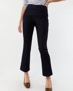Load image into Gallery viewer, Faye Flare Cropped Pant in Indigo Stretch Denim
