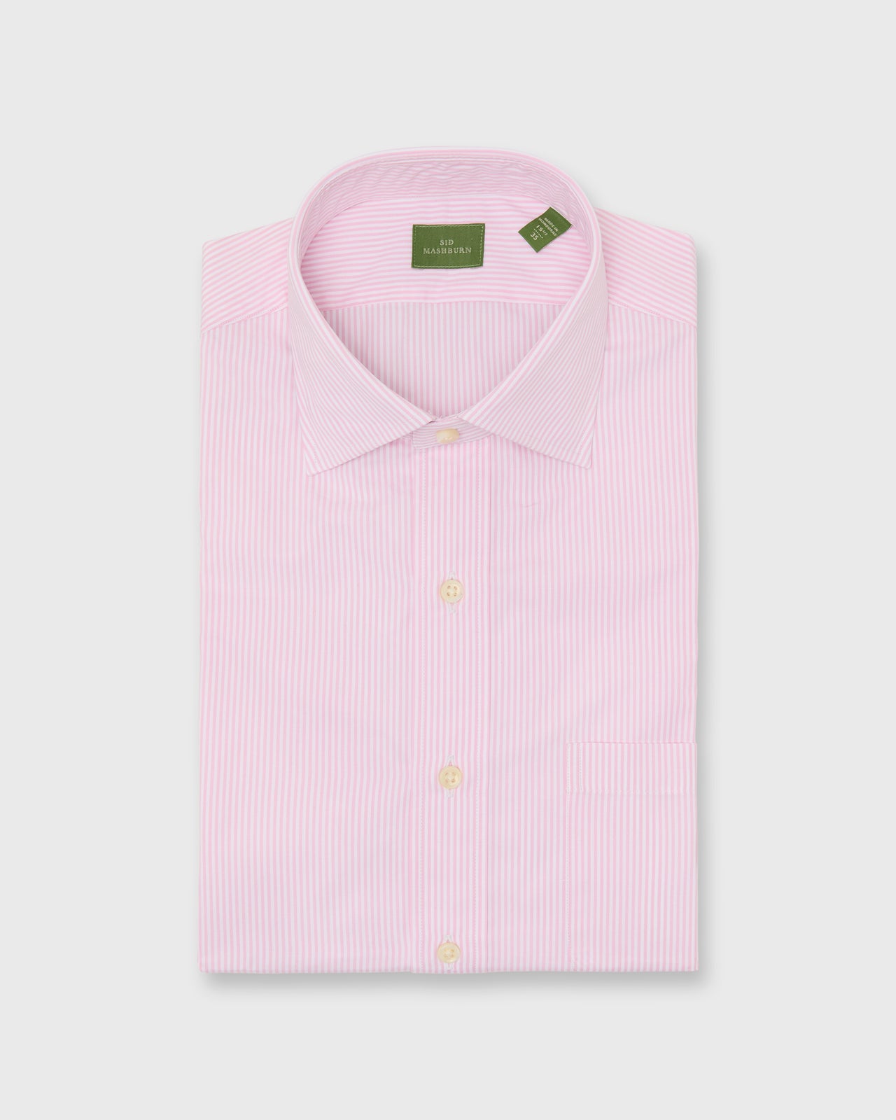 Spread Collar Dress Shirt in Pink Small Bengal Stripe Poplin