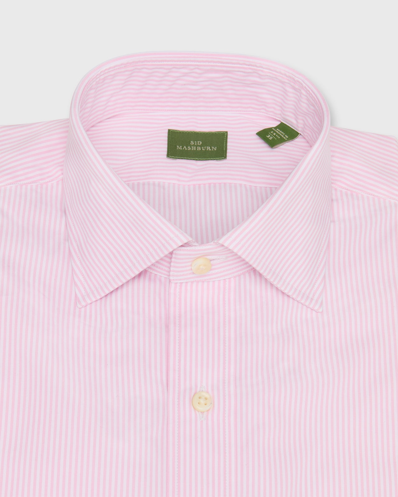 Spread Collar Dress Shirt in Pink Small Bengal Stripe Poplin