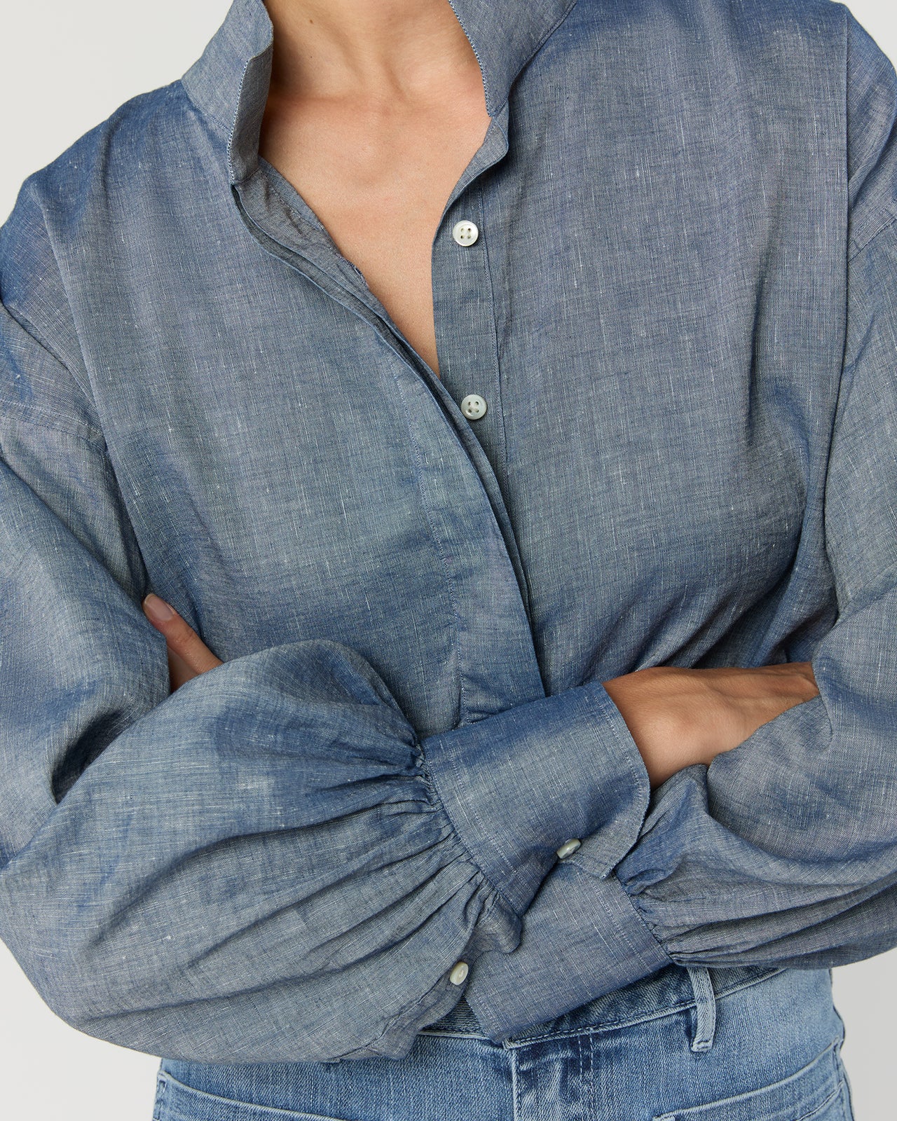 Anaya Popover Shirt in Indigo Cotolino Chambray