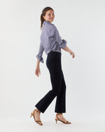 Load image into Gallery viewer, Faye Flare Cropped Pant in Navy Ponte Knit
