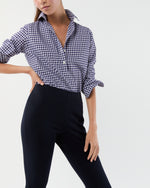 Load image into Gallery viewer, Faye Flare Cropped Pant in Navy Ponte Knit
