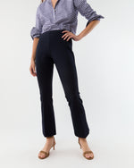 Load image into Gallery viewer, Faye Flare Cropped Pant in Navy Ponte Knit
