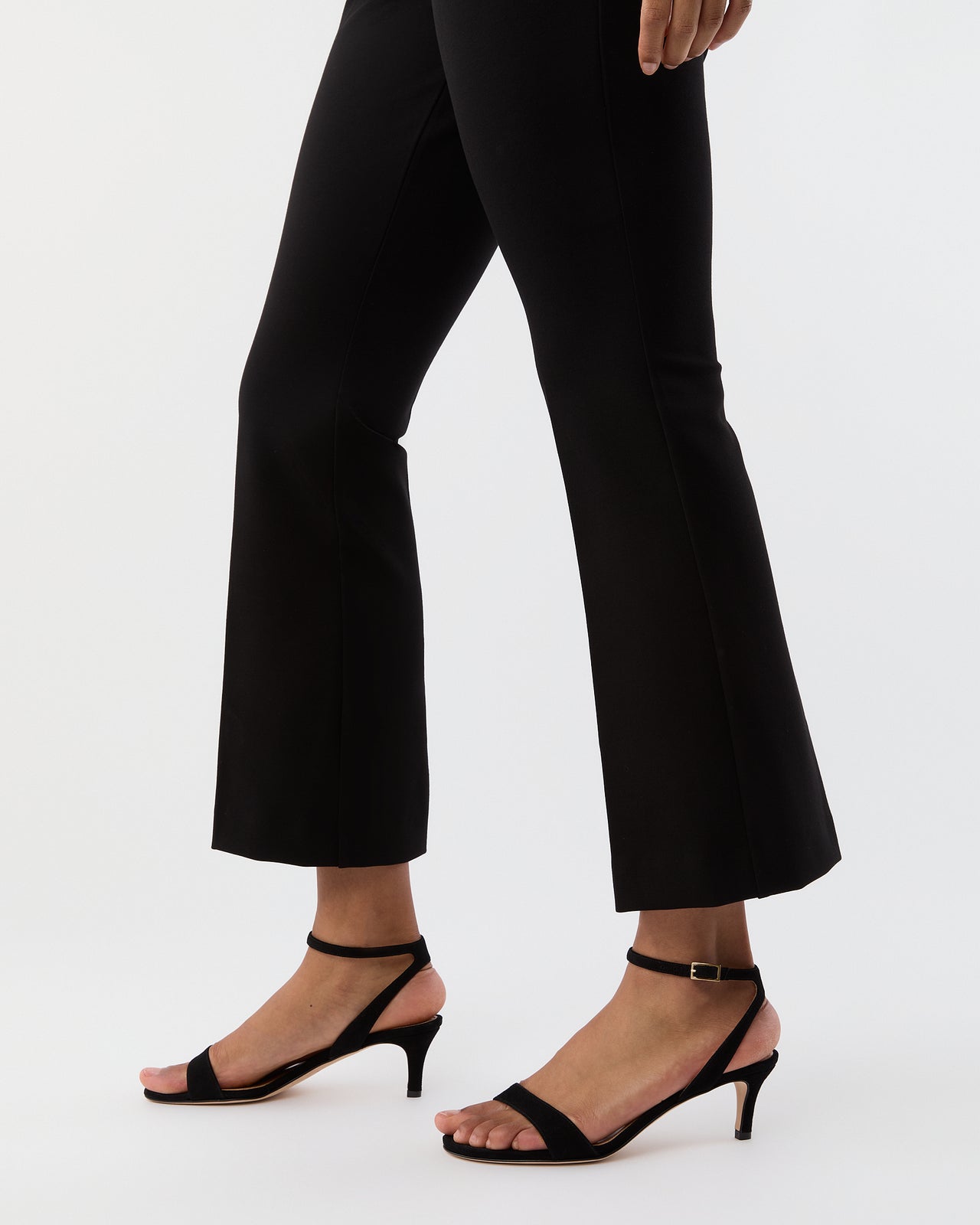 Faye Flare Cropped Pant in Black Ponte Knit