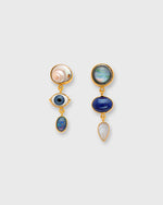 Load image into Gallery viewer, Three Charm Moving Drop Earrings in Blue
