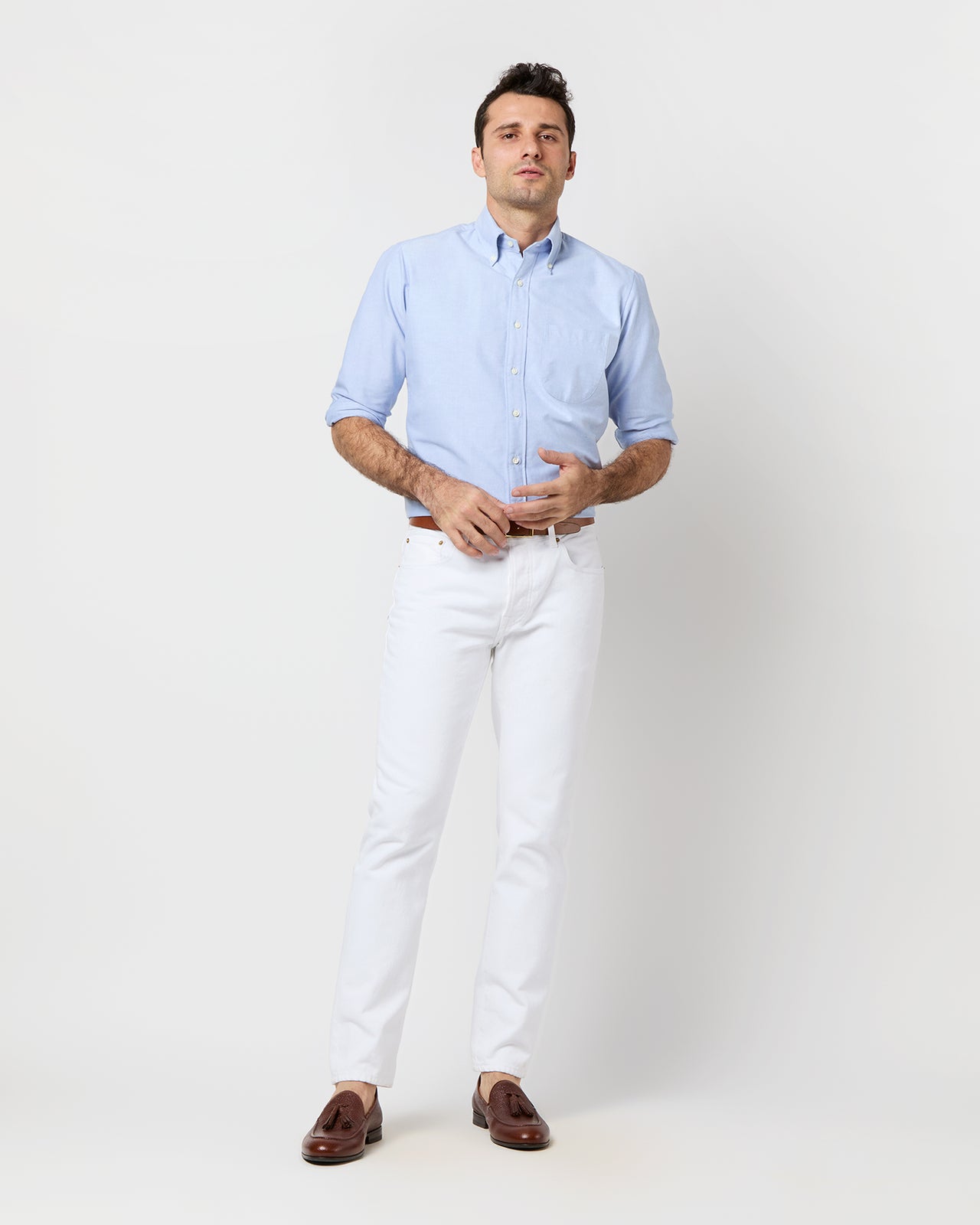 Slim Straight Jean in White Garment-Dyed Denim