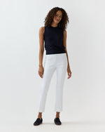 Load image into Gallery viewer, Faye Flare Cropped Pant in White Garment-Dyed Stretch Twill
