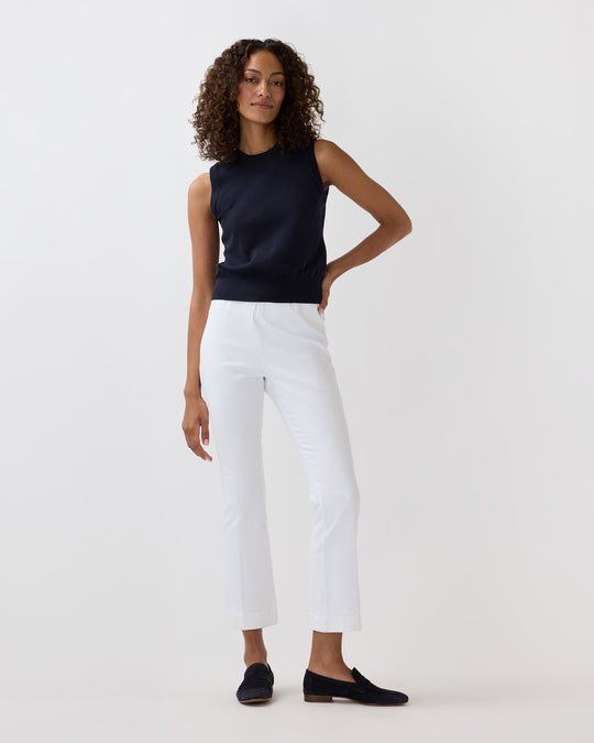 Faye Flare Cropped Pant in White Garment-Dyed Stretch Twill