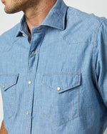 Load image into Gallery viewer, Western Work Shirt in Extra Light Washed Indigo Chambray
