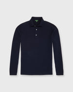 Load image into Gallery viewer, Long-Sleeved Rally Polo Sweater in Navy Cotton
