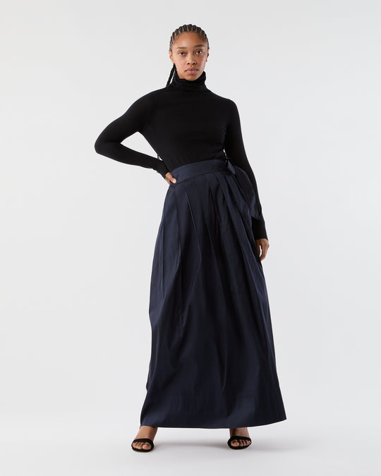 Superfine Funnel-Neck Sweater in Black Cashmere