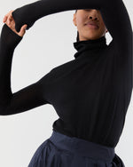 Load image into Gallery viewer, Superfine Funnel-Neck Sweater in Black Cashmere
