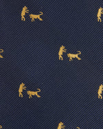 Load image into Gallery viewer, Silk Club Tie in Blue/Gold Bull &amp; Bear
