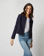 Load image into Gallery viewer, Megan Cardigan Jacket in Navy Bouclé Tweed
