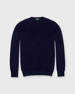 Load image into Gallery viewer, Fine-Gauge V-Neck Sweater in Navy Cashmere
