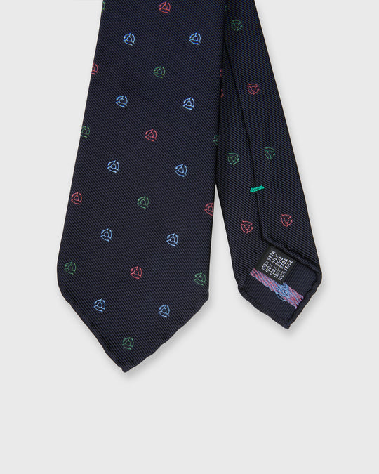 Silk Woven Club Tie in Navy/Multi 45 Turntable Adapter