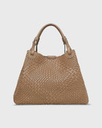 Load image into Gallery viewer, Cate Handwoven Satchel Bag in Dark Taupe Leather
